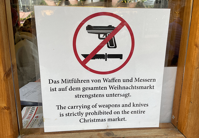 Weihnachtsmarkt - Waffenverbot